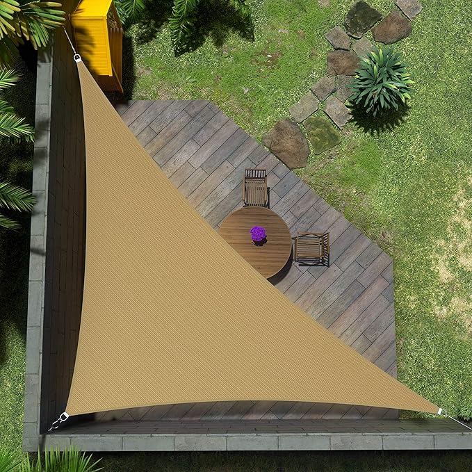 Amgo Custom Size 12' x 13' x 17.7' Sand Beige Right Triangle Sun Shade Sail by Amgo