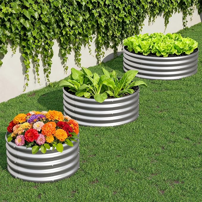2PCS 4x4x1FT Galvanized Raised Garden Bed Kit, Vegetable Boxes-Round Metal - Image 7