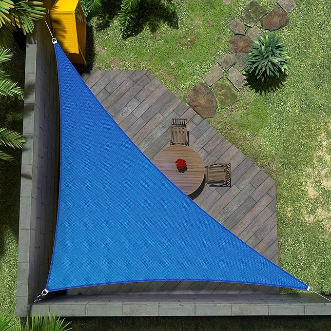 Amgo Custom Size 14' x 21' x 25.2' Blue Right Triangle Sun Shade Sail UPF50+ by Amgo