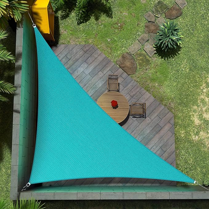 Amgo Custom Size 12' x 23' x 25.9' Turquoise Triangle Sun Shade Sail Order to by Amgo