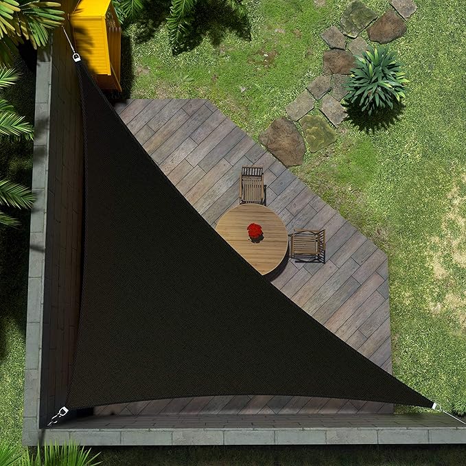 Amgo Custom Size 14' x 16' x 21.3' Black Right Triangle Sun Shade Sail UPF50+ by Amgo