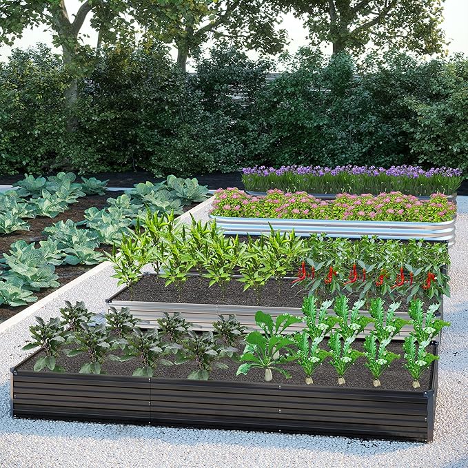 12x4x1FT Galvanized Raised Garden Bed Kit, Vegetable Boxes-Rectangle Metal - Image 8